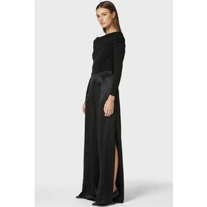 Pantaloni din matase cu croi evazat - talie inalta si crapatura pe picior imagine