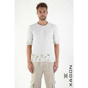 Tricou regular fit cu detalii damage la mâneci și talie imagine