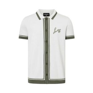 Tricou regular fit cu guler rotund și închidere frontală prin nasturi imagine