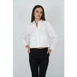 Cămașă crop cu două buzunare frontale imagine