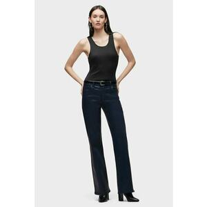 Pantaloni cu talie inalta - evazati - Albastru inchis - imagine