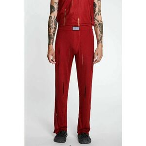 -Pantaloni evazați din tricot - cu transparenta discreta nervurata și logo frontal Louis Gabriel Nouchi LG imagine