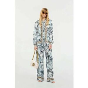 -Pantaloni largi cu imprimeu floral și elastic în talie imagine