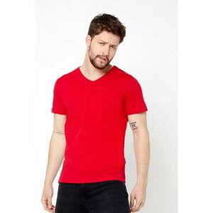 Tricou din bumbac cu decolteu in V imagine