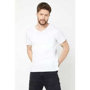 Tricou din bumbac cu decolteu in V imagine