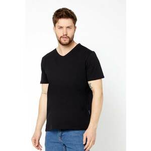 Tricou din bumbac cu decolteu in V imagine