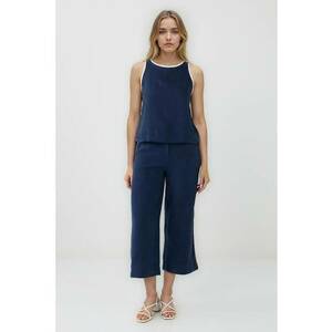 Pantaloni capri din in cu croiala ampla imagine