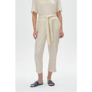 Pantaloni crop din amestec de in cu cordon in talie imagine