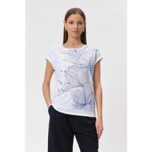 Tricou cu decolteu rotund si model floral imagine