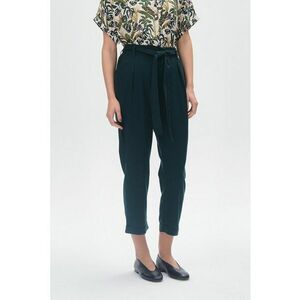 Pantaloni crop din amestec de in cu cordon in talie imagine