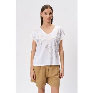 Tricou cu imprimeu floral si decolteu in V imagine