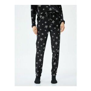 Pantaloni de pijama din fleece cu snur si model cu stele imagine
