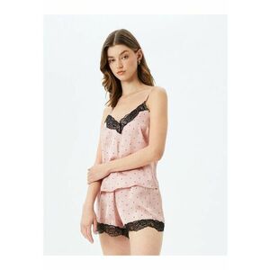 Top de pijama satinat cu captuseala de dantela imagine