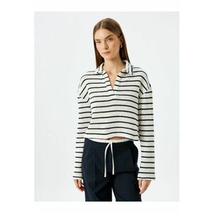 Pulover polo crop cu dungi imagine