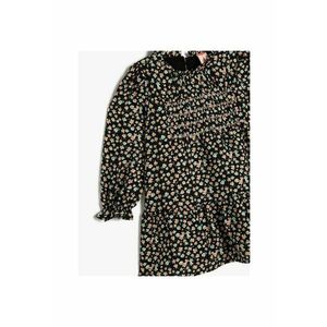 Rochie evazata cu model floral si volane imagine