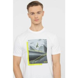Tricou cu decolteu la baza gatului si imprimeu foto imagine