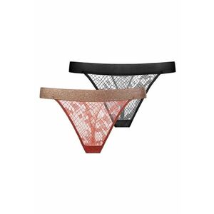 Set 2 perechi chiloti dama dantela jacquard - Lurex - bordeaux - elastica imagine