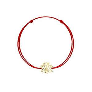 Bratara cu pandantiv Lotus din AUR 14K 585 - snur rosu reglabil - aur galben imagine