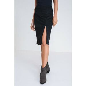 Fusta scurta de piele intoarsa ecologica cu slit frontal imagine