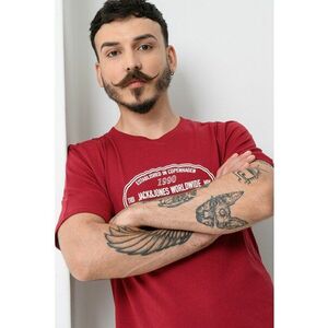 Tricou cu imprimeu frontal si decolteu la baza gatului York imagine