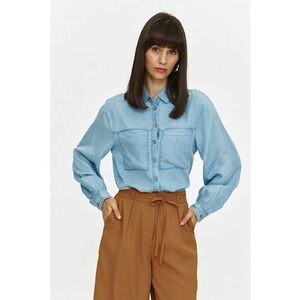 Camasa din material chambray cu buzunare pe piept imagine