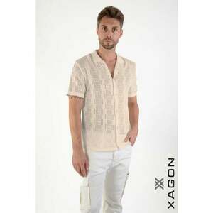 Tricou regular fit transparent cu inchidere prin nasturi imagine