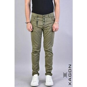 -Pantaloni drepți cu accesoriu metalic prins în gaică imagine