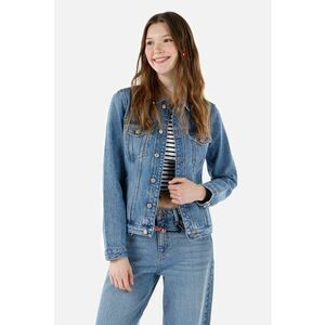 Jacheta din denim cu buzunare cu clapa imagine