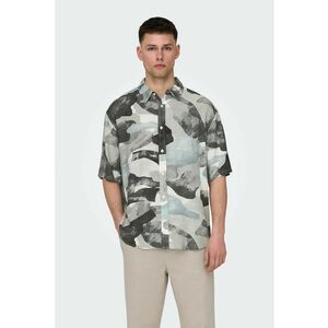 Camasa cu model camuflaj din amestec de in imagine