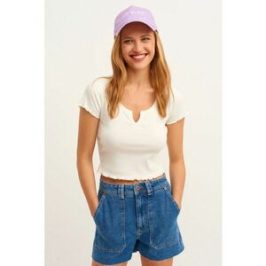 Tricou crop cu model uni Pevnewyak imagine