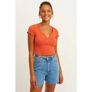 Tricou crop cu model uni Pevnewyak imagine