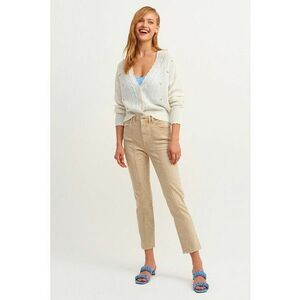Pantaloni crop cu model uni imagine