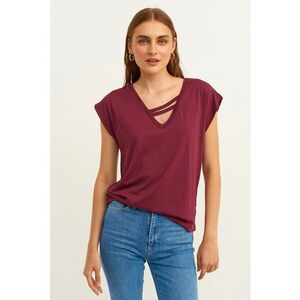 Tricou din amestec de modal cu decolteu in V imagine