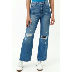 Blugi crop ampli cu talie medie imagine