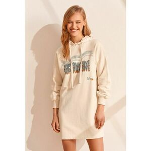 Rochie-hanorac scurta din bumbac cu design grafic imagine