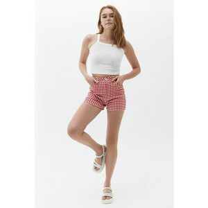 Pantaloni scurti cu talie inalta si model in carouri imagine