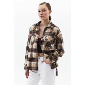 Jacheta-camasa supradimensionata in carouri cu buzunare pe piept imagine
