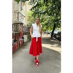 Fusta midi evazata cu buzunare imagine