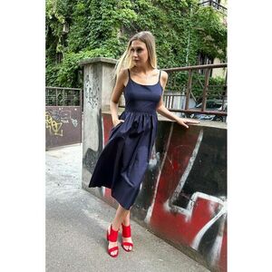 Rochie midi evazata cu bretele inguste imagine