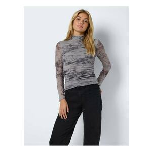 Tricou imprimeu camuflaj - maneci lungi - decolteu rotund - gri - elastan imagine