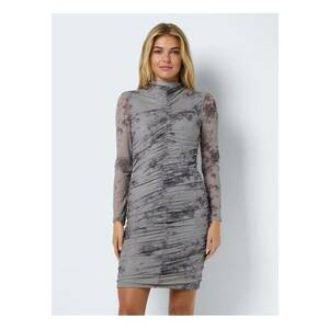 Rochie scurta Noisy gri - maneci lungi - decolteu rotund imagine
