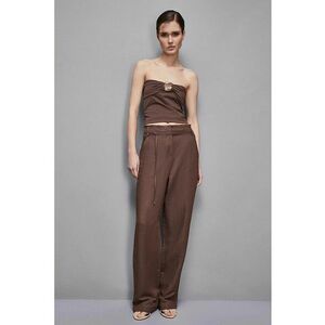 -Pantaloni drepți cu cordon în talie imagine