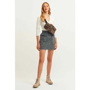 Fusta mini din amestec de lyocell de denim cu buzunare imagine