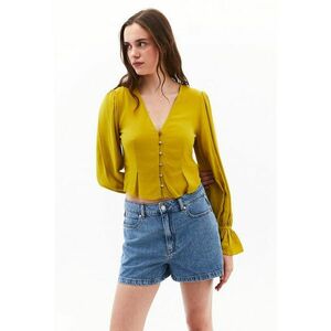 Camasa crop cu nasturi si maneci poet imagine