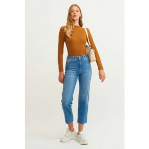 Blugi drepti crop cu aspect deteriorat imagine