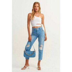 Blugi crop cu aspect deteriorat Frankie imagine