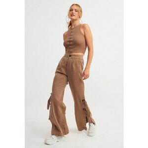 Pantaloni din amestec de lyocell cu inchideri laterale imagine