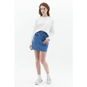 Fusta mini din amestec de lyocell de denim cu buzunare imagine