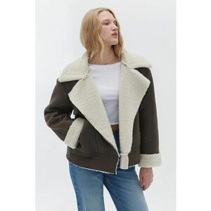 Jacheta de piele intoarsa sintetica cu fermoar imagine