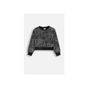 Hanorac pentru fete - negru - bumbac - design elegant - detalii stralucitoare imagine